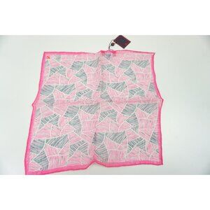 Isaia Linen Flamingo Pink Green Shard Pocket Square NEW
